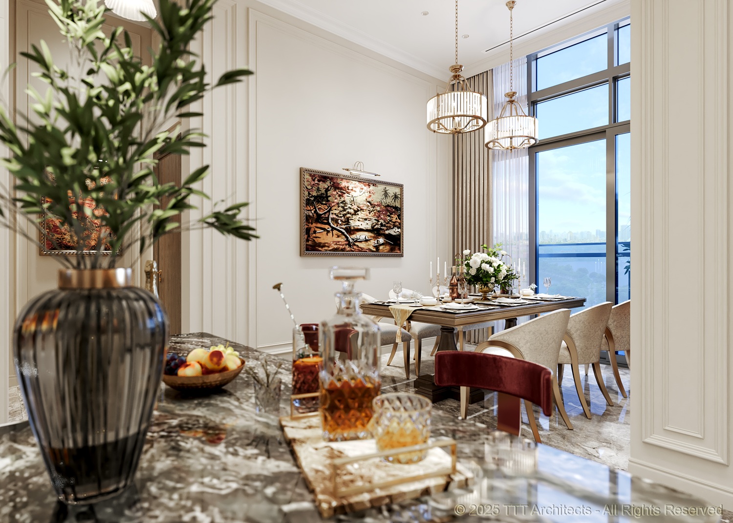 Phối cảnh nội thất phòng khách dự án chung cư Celestine Westlake - 300 Võ Chí Công